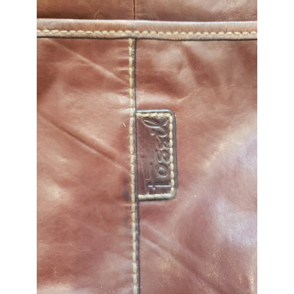 Fossil Cognac Brown Crossbody Purse Leather Vintage 90s  Medium  Boho Festival - Picture 2 of 9